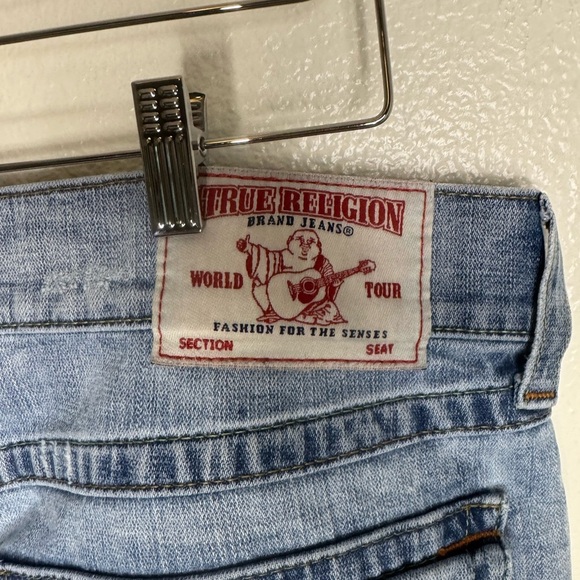 TRUE RELIGION Billy 36 Mid Rise Straight Jeans Light Wash Flap Pockets Men - Picture 10 of 12